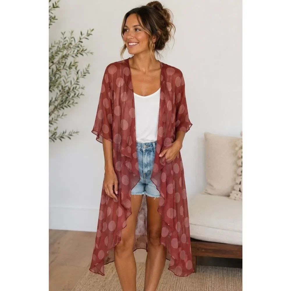 LuLaRoe Chiffon Long Shirley Kimono Cover Up Women’s Medium